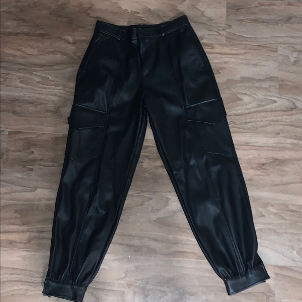 Pleather zara pants, baggy fit